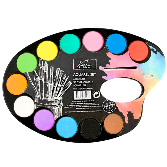 Nassau Fine Art Paint palette Aquarel 12 colours + 1 Sivellin