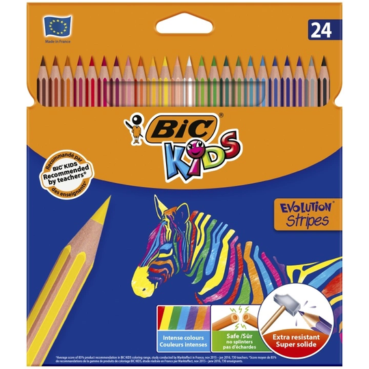 BIC Kids Evolution Stripes Värikynät 24-setti