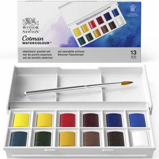 Winsor & Newton Cotman Akvarelliväri Sketchers Pocket Box 12 ½ - Kuppia