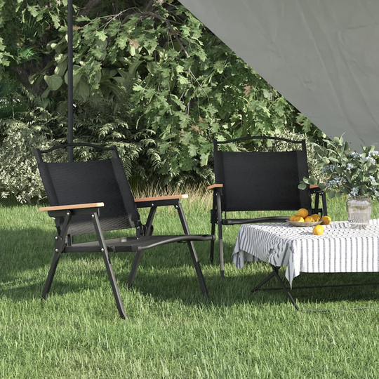 vidaXL Retkituolit 2 kpl musta 54x43x59 cm Oxford kangas