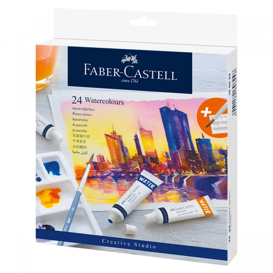 Faber-Castell Akvarelli-setti 24x9 ml + paletti