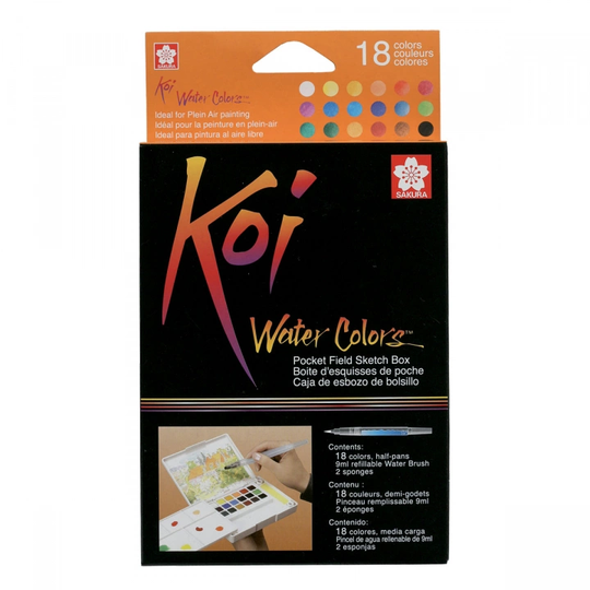 Sakura Maalipaketti Koi Water Colours Sketch Box 18 + Brush