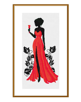 Kirjontapakkaus Taulu Lady in red