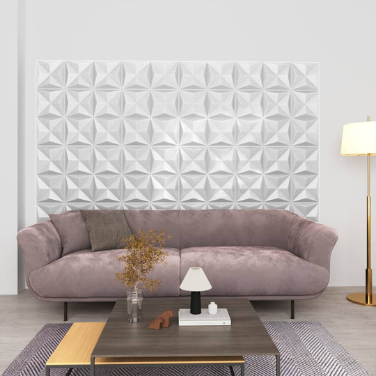 vidaXL 3D-seinäpaneelit 24 kpl 50x50 cm valkoinen origami 6 m²