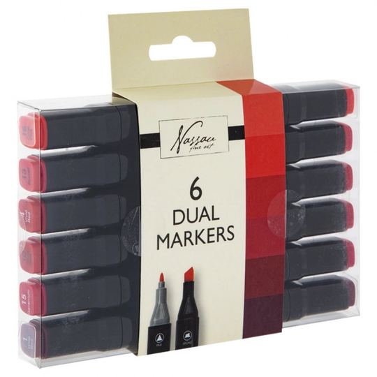 Nassau Fine Art Dual-tip Markers 6-setti Punainen