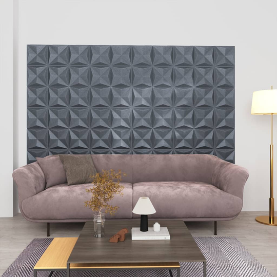 vidaXL 3D-seinäpaneelit 12 kpl 50x50 cm harmaa origami 3 m²