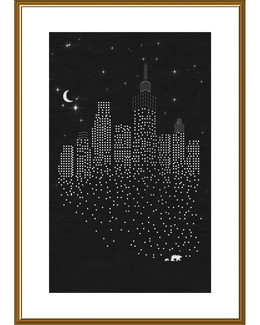 Kirjontapakkaus Taulu Yökaupunki
