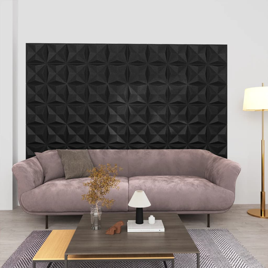 vidaXL 3D-seinäpaneelit 24 kpl 50x50 cm musta origami 6 m²