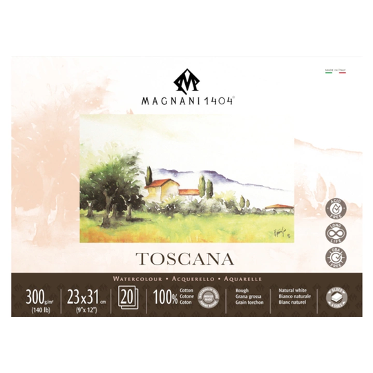 Magnani Akvarelliilehtiö Toscana 100% Puuvilla 300g Rough 23x31cm 20 Sheets