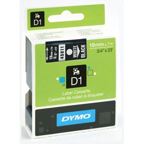 Dymo Merkkausnauha Dymo D1 19mm, pohjalla valkoisella musta