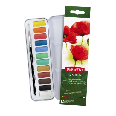 Derwent Derwent Academy Vesiväri 12 nappia + sivellin 12kpl