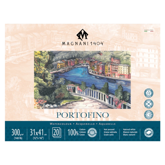 Magnani Akvarelliilehtiö Portofino 100% Puuvilla 300g Satin 31x41cm 20 Sheets
