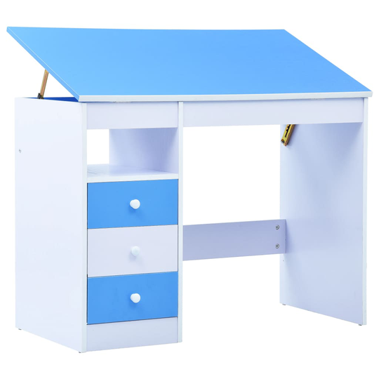 vidaXL Lasten piirustuspöytä kallistettava sininen ja valkoinen