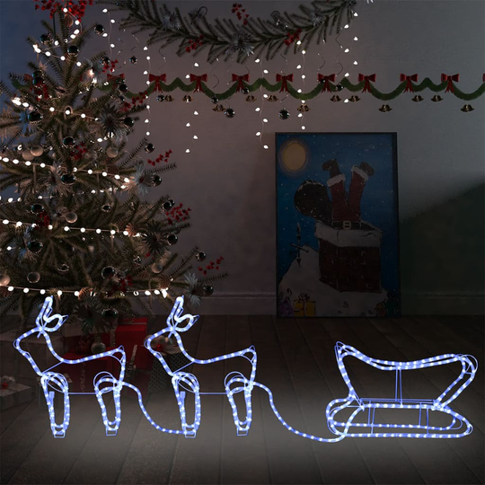 vidaXL Poro ja reki joulukoriste ulkokäyttöön 576 LED-valoa