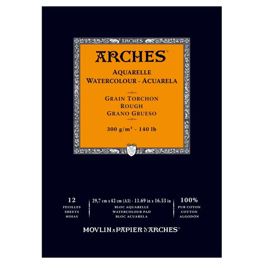 Arches Akvarellilehtiö Rough 300g A3 12 arkkia