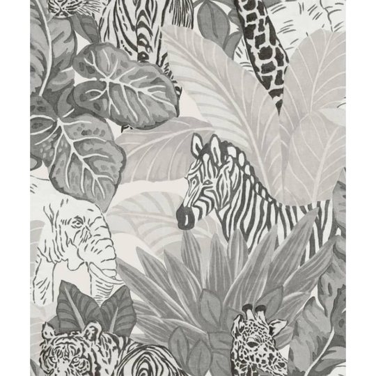 Noordwand Tapetti Good Vibes Jungle Animals harmaa ja musta