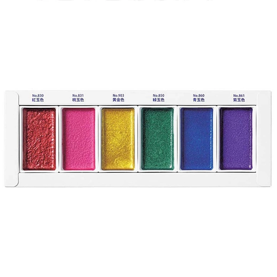 ZIG Kuretake Gansai Tambi Akvarelli 6-setti Gem Colors