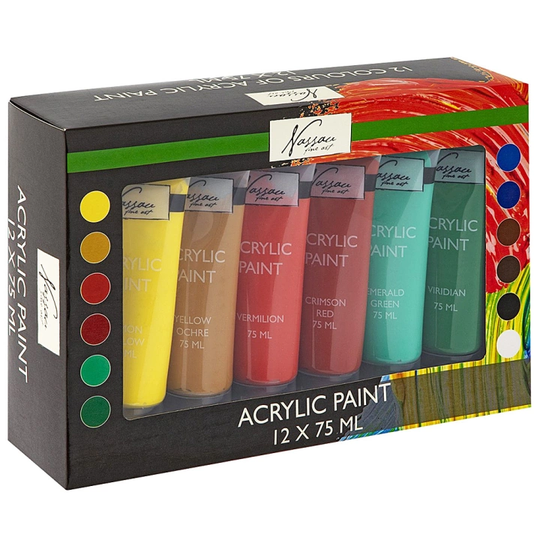 Nassau Fine Art Acrylic Paint 12-set Basics