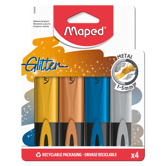 Maped Highlighter Glitter Metallic 4 kpl