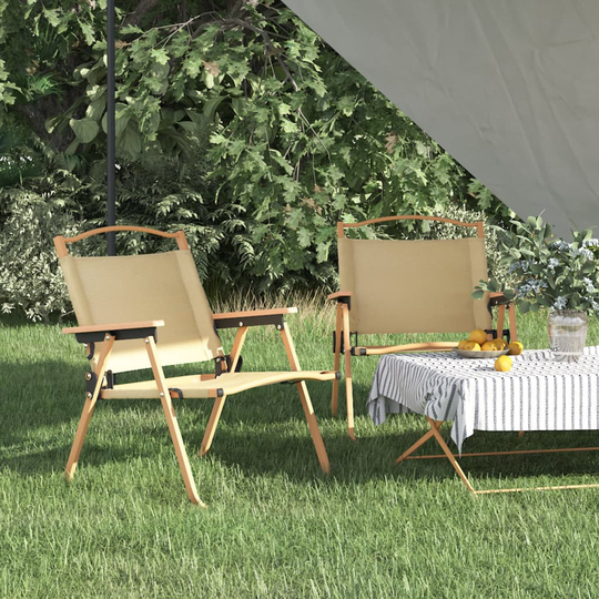 vidaXL Retkituolit 2 kpl beige 54x43x59 cm Oxford kangas