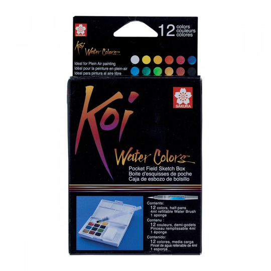 Sakura Koi Water Colors Pocket Field Sketch Box 12 + Brush