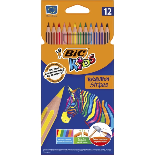 BIC Kids Evolution Stripes Värikynät 12-setti