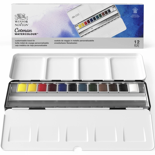 Winsor & Newton Cotman Akvarelliväri Blue Box 12 ½ - Kuppia