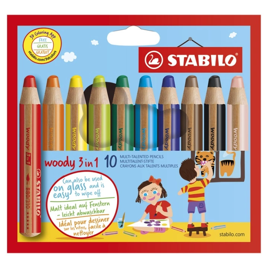 Stabilo Woody 3-in-1 Värikynät 10-setti