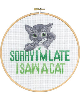 Kirjontapakkaus Taulu Sorry cat