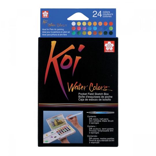 Sakura Koi Water Colors Pocket Field Sketch Box 24 + Brush