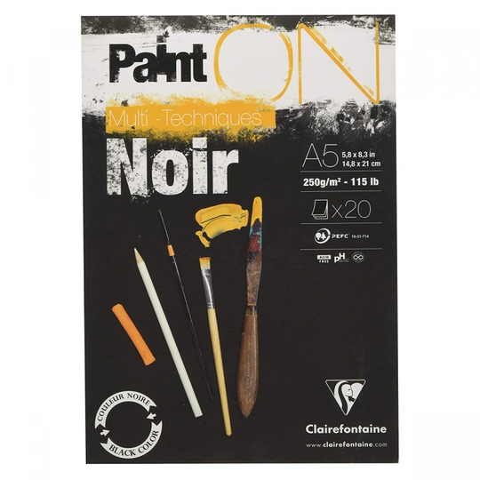 Clairefontaine Paint'ON Taiteilijalehtiö Black Noir A5