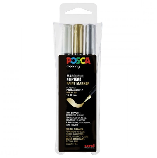 Posca Posca Brush PCF-350 Metallic 3-setti