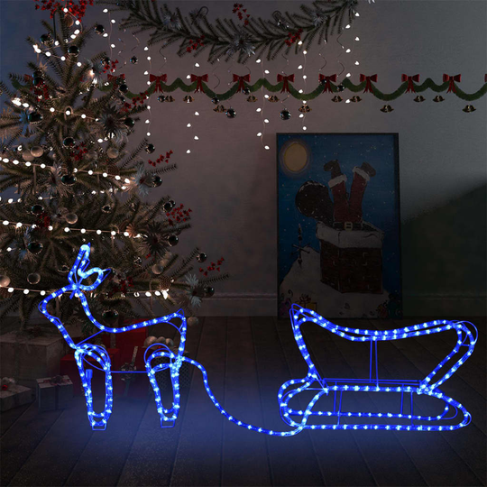 vidaXL Poro ja reki joulukoriste ulkokäyttöön 252 LED-valoa