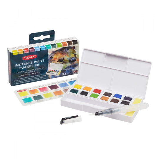 Derwent Inktense Paint Pan Set 12 puolikuppia