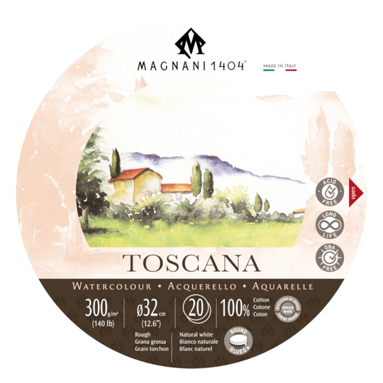 Magnani Akvarelliilehtiö Pyöristää Toscana 100% Puuvilla 300g 32cm 20 Sheets