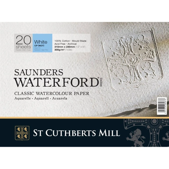 St Cuthberts Mill Saunders Waterford Akvarelliilehtiö ValkoinenCP/NOT 31x23 cm 300g