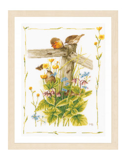Kirjontapakkaus Taulu Puutarhassa