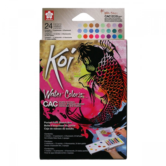 Sakura Koi Water Colours Pocket Field Luonnoslaatikko 24 + Harja