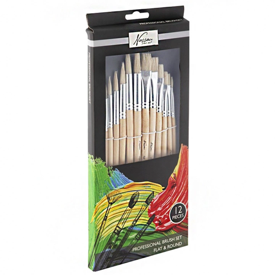 Nassau Fine Art Sivellin Basic 12-setti Hog hair
