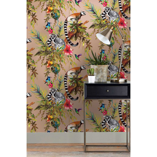 DUTCH WALLCOVERINGS Tapetti Lemur ruusukulta