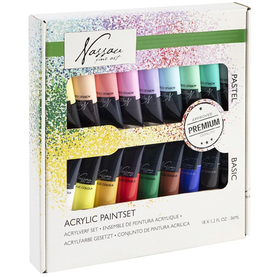 Nassau Fine Art Acrylic Paint 18-set Bright & Pastel