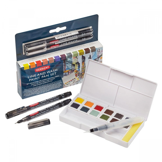 Derwent Line & Wash Paint Pan Set 12 puolikuppia