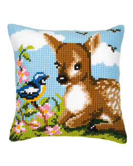 Kirjontapakkaus Tyynynpäällinen Bambi & lintu