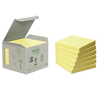 Post-it Post-it 100 % kierrätetty 76x76 mm, 6 kpl