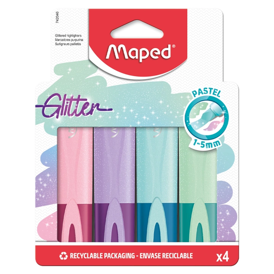 Maped Highlighter Glitter Pastel 4 kpl
