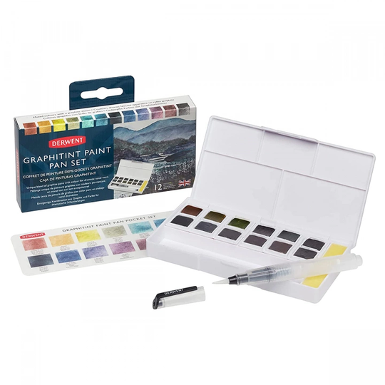 Derwent Graphitint Paint Pan Set 12 puolikuppia